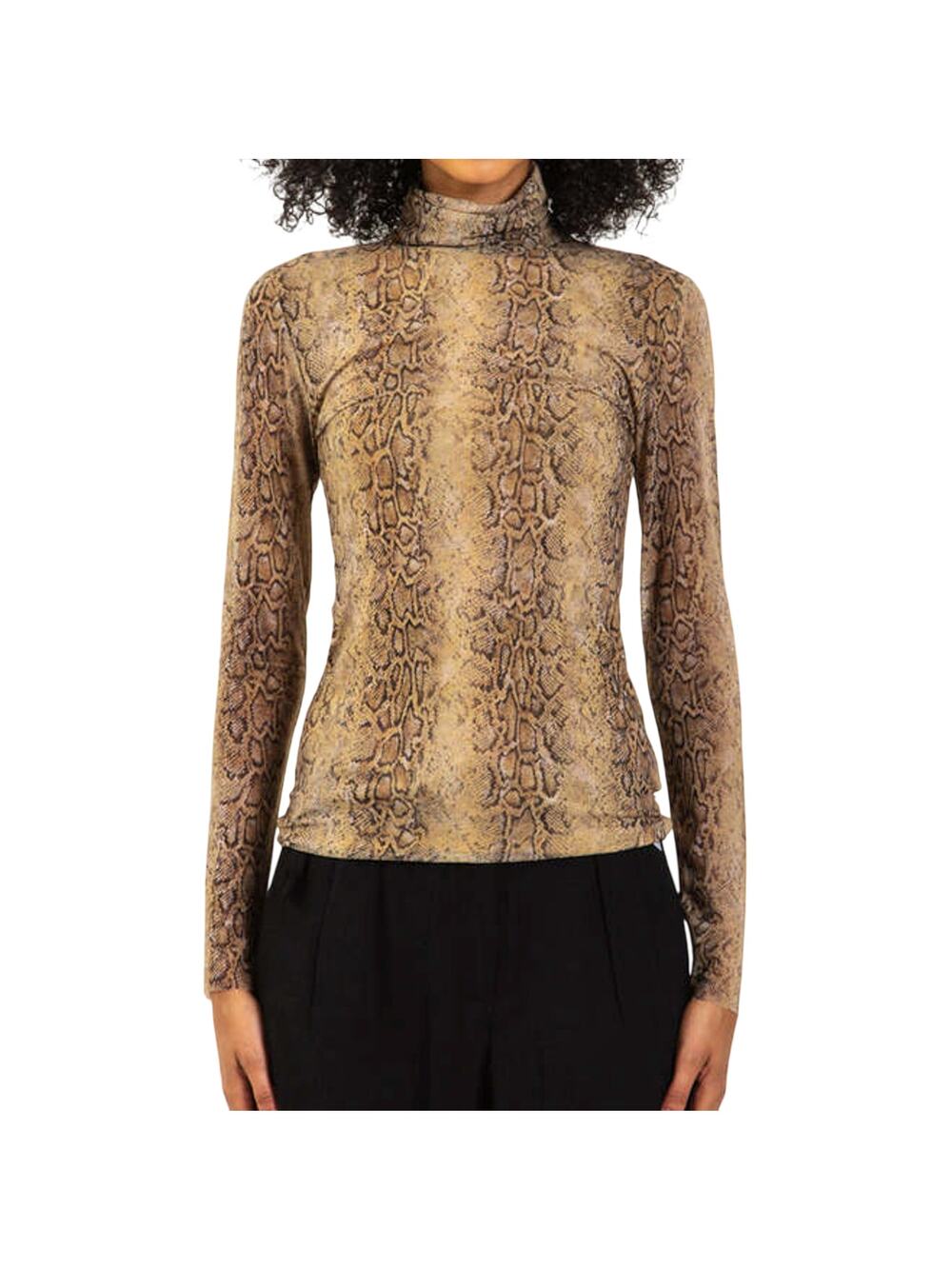 Ganni Sheer Multicolor Snakeskin Turtleneck Top Size 32/US 0